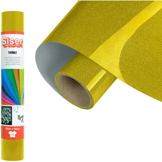 Siser Twinkle Gold Gold, 30cm x 0,5m thermotransferierbare Glitter reflektierende Vinyl für Stoff Anpassung, Kleidung und Accessoires, Bastelartikel, leicht zu schneiden