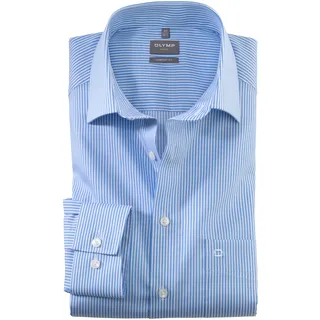 Businesshemd OLYMP "Luxor comfort fit", Herren, Gr. 39, N-Gr, blau (bleu), Web, Obermaterial: 100% Baumwolle, gestreift, Hemden Businesshemd