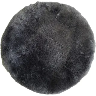 Naturasan Sitzkissen Rund, Lammfell Sitzauflage, warmes Sitzpolster, Fellkissen, Lammfell Echt, Rundes Kissen, Fell für Stühle, Sitzkissen Stuhl 38 cm (Grau)