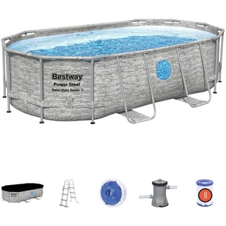 Bestway Pool SET 56714 , Blau, Grau , Metall, Kunststoff , Uni , 250x100x427 cm , Freizeit & Co, Pools & Wasserspass, Aufstellpools