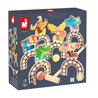 Janod - Kinder-Krocketspiel Applepop - Geschicklichkeitsspiel - 6 Tore + 2 Schläger + 2 Bälle - Fördert Handgeschicklichkeit und Konzentration - Spielzeug aus FSC-Holz - Ab 3 Jahre, J03353