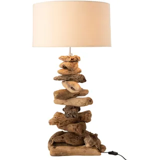 J-Line - Lampe mit Schirm 'Driftwood' (Natur/Beige, Größe S) - Braun, Hellbraun, Naturbelassen