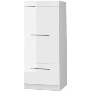 Vicco Mikrowellenschrank Fame-Line Weiß Hochglanz 60 cm , Holzwerkstoff , 3 Fächer , 1 Schubladen , 60x153.6x58.1 cm , Küchen, Küchenmöbel, Küchenschränke, Geräteumbauschränke