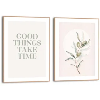 Poster REINDERS "Good Things", beige (farbe bild(er): beige), B:30cm H:40cm T:1,6cm, Bilder, Poster, Wohnzimmer - Olivenzweig - Beige - MDF - Sprüche - 30x40 cm