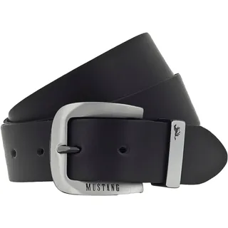 Ledergürtel MUSTANG, Herren, Gr. 90, schwarz, Rindsleder, unifarben, Gürtel Ledergürtel, Dornschließe aus geschwärztem Silber, mit Logo-Schriftzug, 3,5 cm