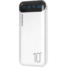Power Bank 10000mAh Handy Tragbares Ladegerät Externer Akku Pack mit 2 USB 2.4A Ausgängen und USB C Eingang Kompatibel für Huawei iPhone 12 11 X iPad Samsung Galaxy S20 Android Tablette Mehr (Weiß)