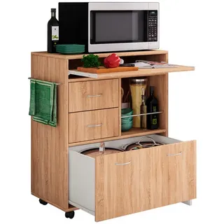 VCM Küchenbuffet VCM "Küchenwagen Servierwagen Rollwagen Rollen Kicha", braun Sonoma eiche), B:70cm T:40cm, Obermaterial: 100% Holz Wood., Rollwagen, Küchenbuffet