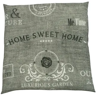 Gartenhockerauflage , Grau, Weiß, Hellgrau , Schriftzug , Füllung: Schaumstoff, Vlies , 48x5x48 cm , mittels Bändern zu befestigen , Heimtextilien, Wohntextilien, Sitzkissen