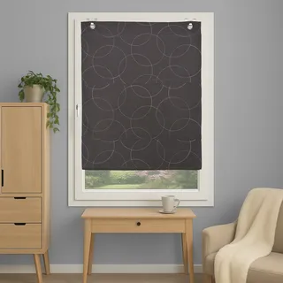 HOME WOHNIDEEN Magnetrollo "ADALIA" mit Hakenaufhängung ohne Bohren und Schrauben bestickt, anthrazit