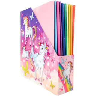 Herma 19715 Stehsammler A4 mit Einhorn Motiv, 7,5 cm breit, faltbar, stabile Pappe, schmaler Zeitschriftenhalter für Mädchen & Jungen, Stehordner zum Aufbewahren von Dokumenten, Unterlagen, Mappen