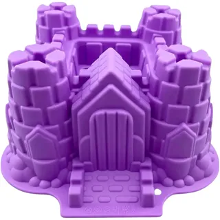 GMMH Silikonbackform XXL Burg Schloss Form (Lila), Antihaft Kuchenform Kuchen Backform Brotbackform Obstbodenform