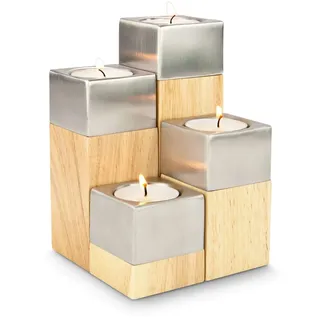 Rominox Geschenkartikel 4er Teelicht-Set // Luce – Vier Teelichthalter in modernem Design, flexibel kombinierbar und ganzjährig einsetzbar, unkonventioneller Adventskranz für Advent und Weihnachten