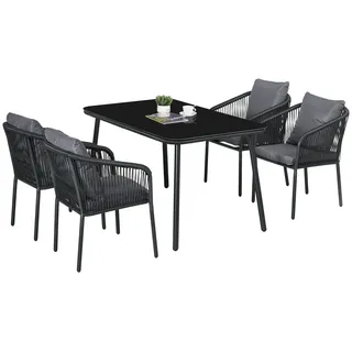 Gartenset für 4 Personen - Gartenmöbel-Set - Gartentisch mit Stühlen - Balkonset - Möbel aus PE-Rattan