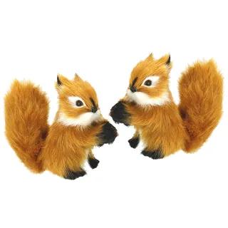 I.GE.A. "Tierfigur mini Eichhörnchen", 2er Set aus Kunstfell Statue Ornamente Pelz Plüschtier Waldtier,