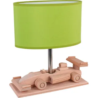Kindertischleuchte , Grün, Naturfarben , Holz, Holzwerkstoff , Auto , 14x27x32 cm , Lampen & Leuchten, Innenbeleuchtung, Kinderzimmerlampen, Kindertischleuchten