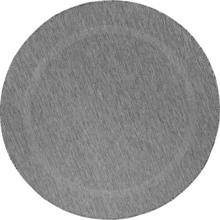 Carpetsale24 In- & Outdoor Teppich - Wetterfestes Flachgewebe in Sisal-Optik mit Bordüre, Küchenteppich, Terrasse, Wohnzimmer & mehr, Grösse: 160 cm Rund - Grau