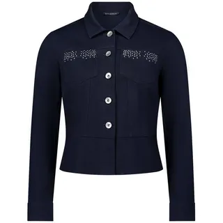 Jackenblazer BETTY BARCLAY "Blazer-Jacke langarm", Damen, Gr. 44, blau (dunkelblau), Obermaterial: 71% Baumwolle CO. 26% Polyester PES. 3% Elasthan EL., Blazer Jackenblazer