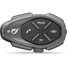 INTERPHONE Tour - Einzelpack - Bluetooth-Kommunikationssystem für Motorräder - Bis zu 4 Reiters, 1,5Km Reichweite - 25 Std Sprechzeit Fastcharge - Radio - GPS - MP3 - Waterproof IP67