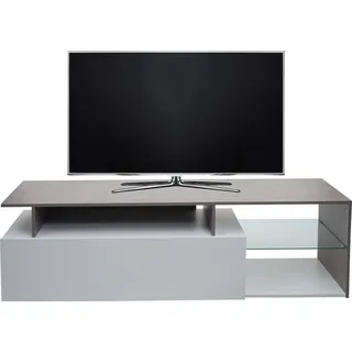 TV-Rack HWC-L35, Lowboard Fernsehtisch Sideboard TV-Schrank Kommode, Holz 47x170x40cm Staufach, Beton-Optik weiß - Weiß