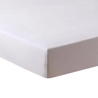 TRAUMSCHLAF Frottee Spannbettlaken Stretch – Weiches, dichtes 180 g/qm Spannbetttuch mit Rundumgummi – ideal für Matratzen bis 30 cm – 90x200-100x200 cm, Weiss