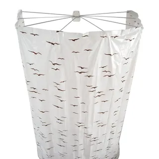 RIDDER Sylt Duschspinne, Duschfaltkabine, Ombrella, Badewannenvorhang, Kunststoff (ABS = Acrylnitril-Butadien-Styrol) / Edelstahl/PEVA (Polyethylen-Vinylacetat), beige, 170 cm
