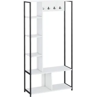 Eingangsgarderobe Rebecca Mobili Caigua 182x90x35 Spanplatte Stahl Weiß Dunkelgrau Modern - Weiß