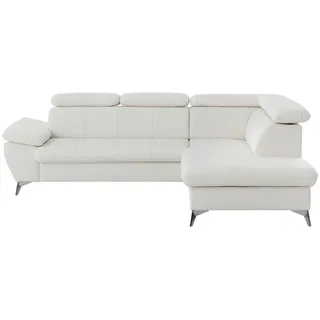 Livetastic Ecksofa , Weiß , Metall , Ottomane rechts, L-Form , 256x209 cm , Made in Eu , Typenauswahl, Stoffauswahl, seitenverkehrt erhältlich, Hocker erhältlich , Wohnzimmer, Sofas & Couches, Wohnlandschaften, Ecksofas mit Schlaffunktion