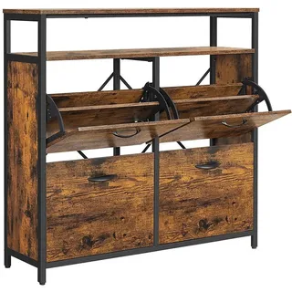 Hansiro Schuhschrank Schuhkommode , Braun , Holzwerkstoff , 30x95x98.3 cm , Garderobe, Schuhaufbewahrung, Schuhkipper