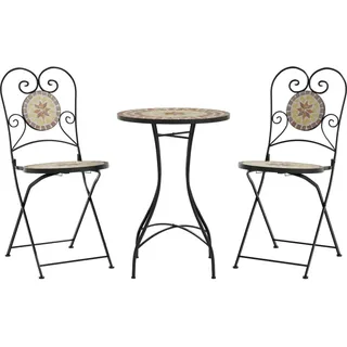SYFAXTM Mosaik-Bistro-Set Terrakottarot und Weiß Eisen und Keramik - Orange