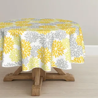Artoid Mode Blumen Gelb Dahlien Herbst Tischdecke Rund 140 cm, Saisonnal Fall Fleckschutz Tischwäsche Küche Dekoration Urlaub Party Dekor