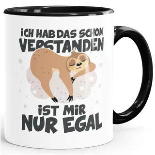 Kaffee-Tasse Ich hab das schon verstanden Faultier mit Spruch Bürotasse lustige Kaffeebecher MoonWorks® weiß-innen-schwarz standard