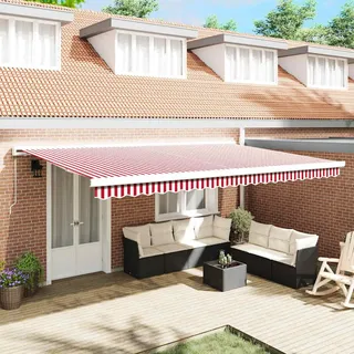 vidaXL Ausziehbare Markise Rot und Weiß 500 x 300 cm - Rot