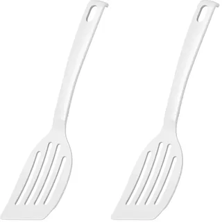 FACKELMANN 24284 Schlitzwender Blanca, Küchenhelfer aus Kunststoff, Pfannenwender für beschichtete Töpfe und Pfannen (Farbe: Weiß), Menge: 1 Stück 26.5 (Packung mit 2)
