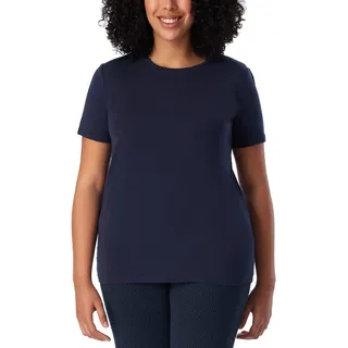 Schiesser Damen Schlafshirt Kurzarm Modal - Mix + Relax Pyjamaoberteil, Blau_175475, 48 Große Größen EU