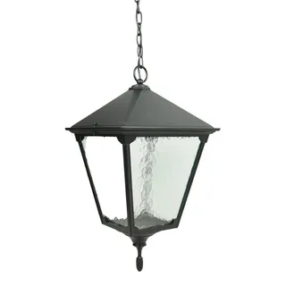 Pendelleuchte Außen Schwarz Aluguss Glas IP43 E27 Rustikal DILSEN