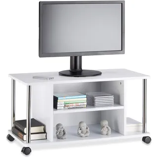 Relaxdays Fernsehtisch TV-Rack 41,5 x 80 x 40 cm Weiß MDF