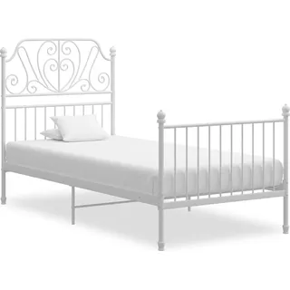 The Living Store Bettgestell Weiß Metall 90x200 cm - Weiß