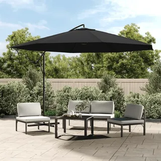 The Living Store Ampelschirm mit Alu-Mast 350 cm Schwarz - Schwarz