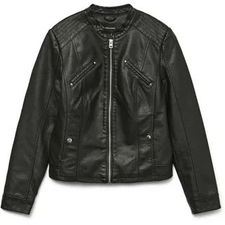 VERO MODA Damen Biker Kunstleder Jacke Langarm Shacket Übergangs Blazer PU Coated Blouson VMFAVODONA