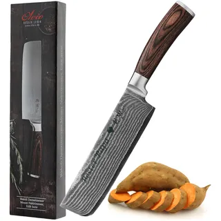 Wakoli EDIB Damast Nakiri Messer mit Gravur – Personalisiertes Messer, 17,5 cm Klinge aus 67 Lagen Damaststahl (VG10-Kern), Pakkaholzgriff – Scharfes Küchenmesser Geschenk, Geschenkverpackung