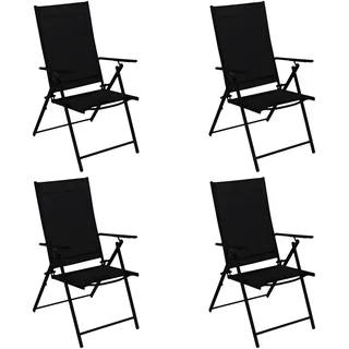 DEGAMO Gartenstuhl Klappsessel MILANO, Metall anthrazit Kunstgewebe schwarz 4 St - Schwarz, Grau