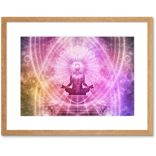 Fine Art Prints Kunstdruck Buddhismus Yoga Pose Psychedelic gerahmt