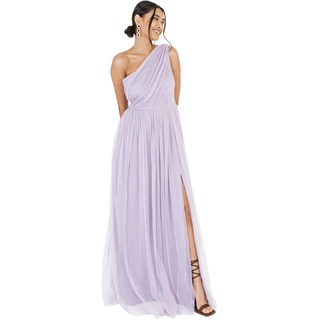 Anaya with Love Damen Womens Ladies Maxi One Cold Shoulder Dress with Slit Split Sleeveless Prom Wedding Guest Bridesmaid Ball Evening Gown Kleid, Dusty Lilac, 40