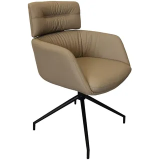 Dieter Knoll Armlehnstuhl , Taupe , Metall, Leder , Echtleder , Rindleder , Drehkreuz , 62x92x66 cm , Lederauswahl, Stoffauswahl, Sitzfläche 360° drehbar , Esszimmer, Stühle, Lederstühle