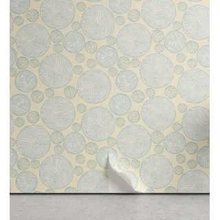 ABAKUHAUS neutrale Farbe abziehbare & klebbare Tapete für Zuhause, Pastell Planet Runden, selbstklebendes Wohnzimmer Küchenakzent, 33 cm x 90 cm, Blau grau Beige Grau - Grau