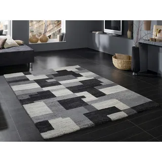 Teppich OCI DIE TEPPICHMARKE "Steady Allover" Gr. 4, grau (grau, schwarz), B:160cm H:20mm L:230cm, Kunstfaser, Teppiche, Teppich, besonders weich durch Mircofaser, Wohnzimmer