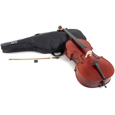 GEWA Cellogarnitur/Celloset EW Ebenholz 1/8 spielfertig mit Feinstimmsaitenhalter, Stachel, Bogen, Kolophonium, Tasche - PS403225 - ***NEU***