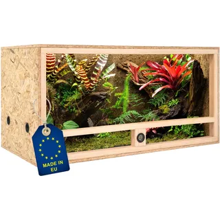 ITA Holz Terrarium 100x50x50 cm mit Seitenbelüftung & Integriertem Hygrometer - Holzterrarium aus OSB-3 Platten - Terrarien für Reptilien, Schlangen, Amphibien - EU Produkt, FSC Zertifiziert