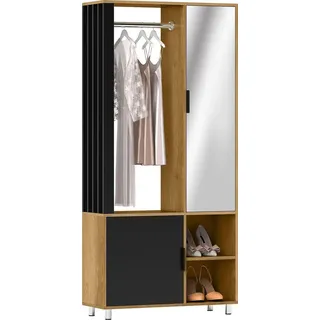 Homcom Garderobenschrank 80 x 30 x 175 cm Naturholz Beige