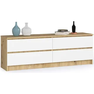 Niedrige Kommode SAVRILA – Artisan Eiche/weiß - Braun